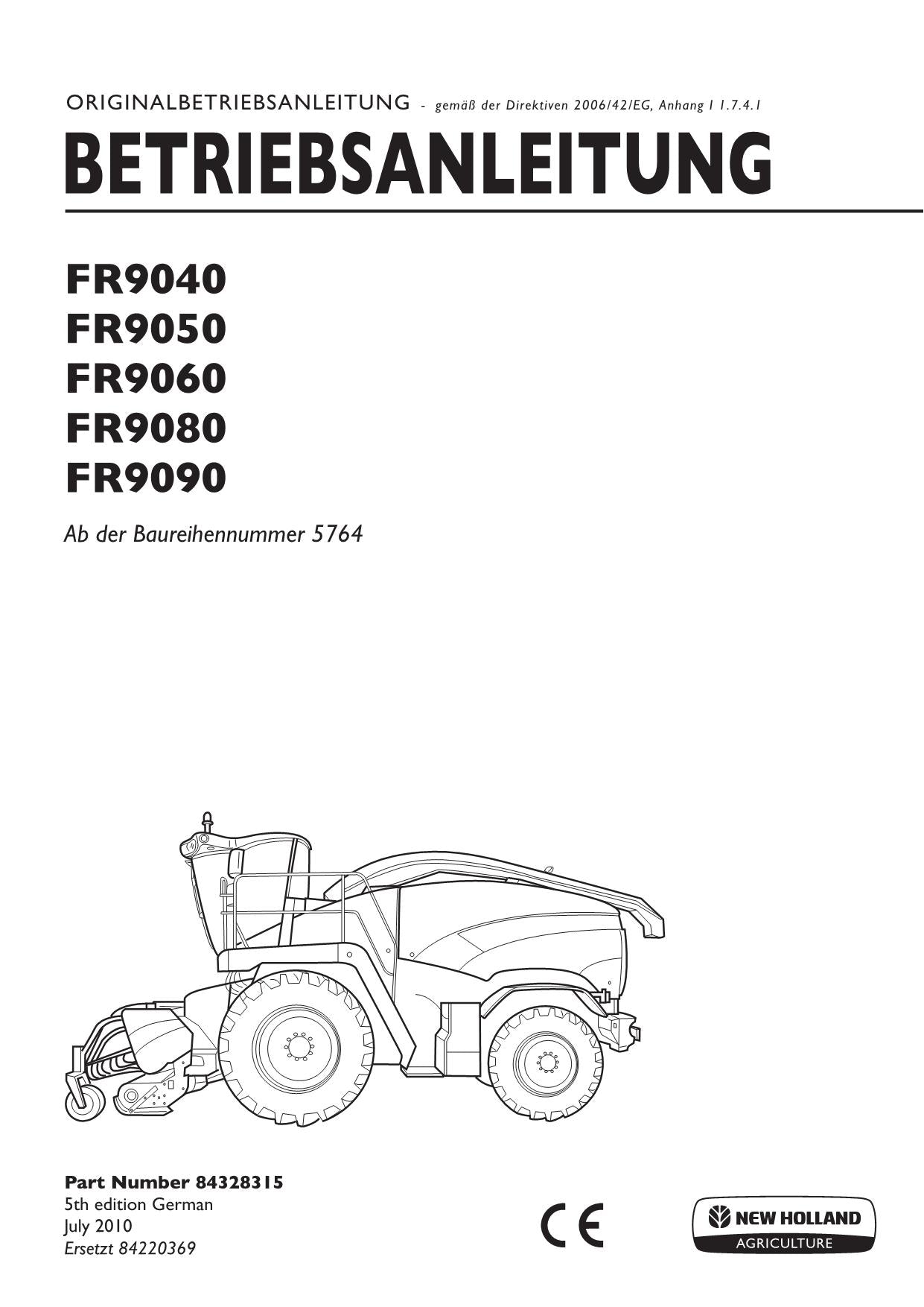 New Holland FR9040 FR9050 FR9060 FR9080 FR9090 Manuel d'utilisation 5764-