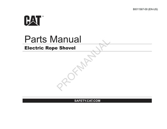 Caterpillar Cat Electric Rope Shovel Parts Catalog Manual BI011567