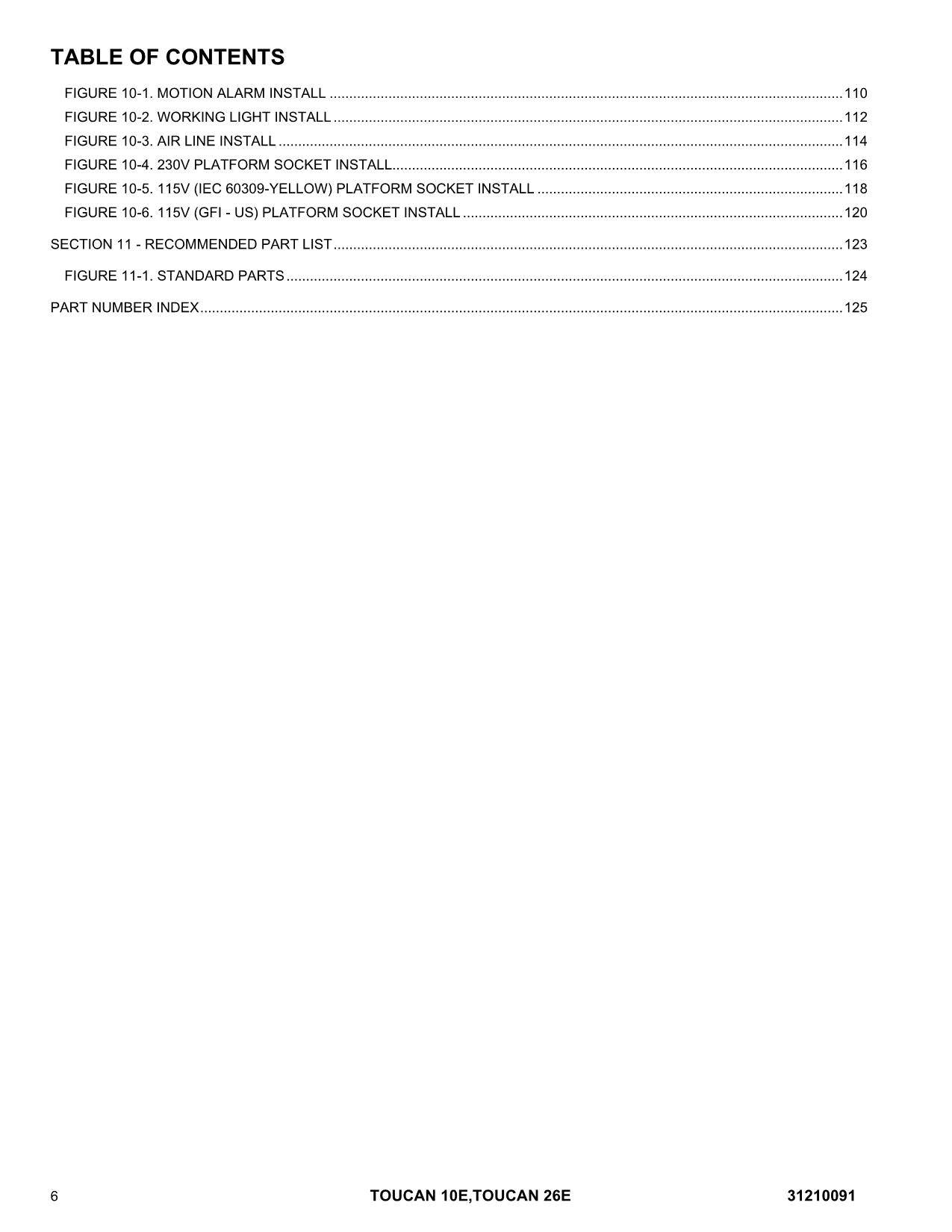 TOUCAN 10E 26E Vertical Lift Parts Catalog Manual 31210091 Multi language