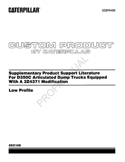 Caterpillar Cat D350C Articulated Truck 3Z4371 Suppl Parts Catalog Manual