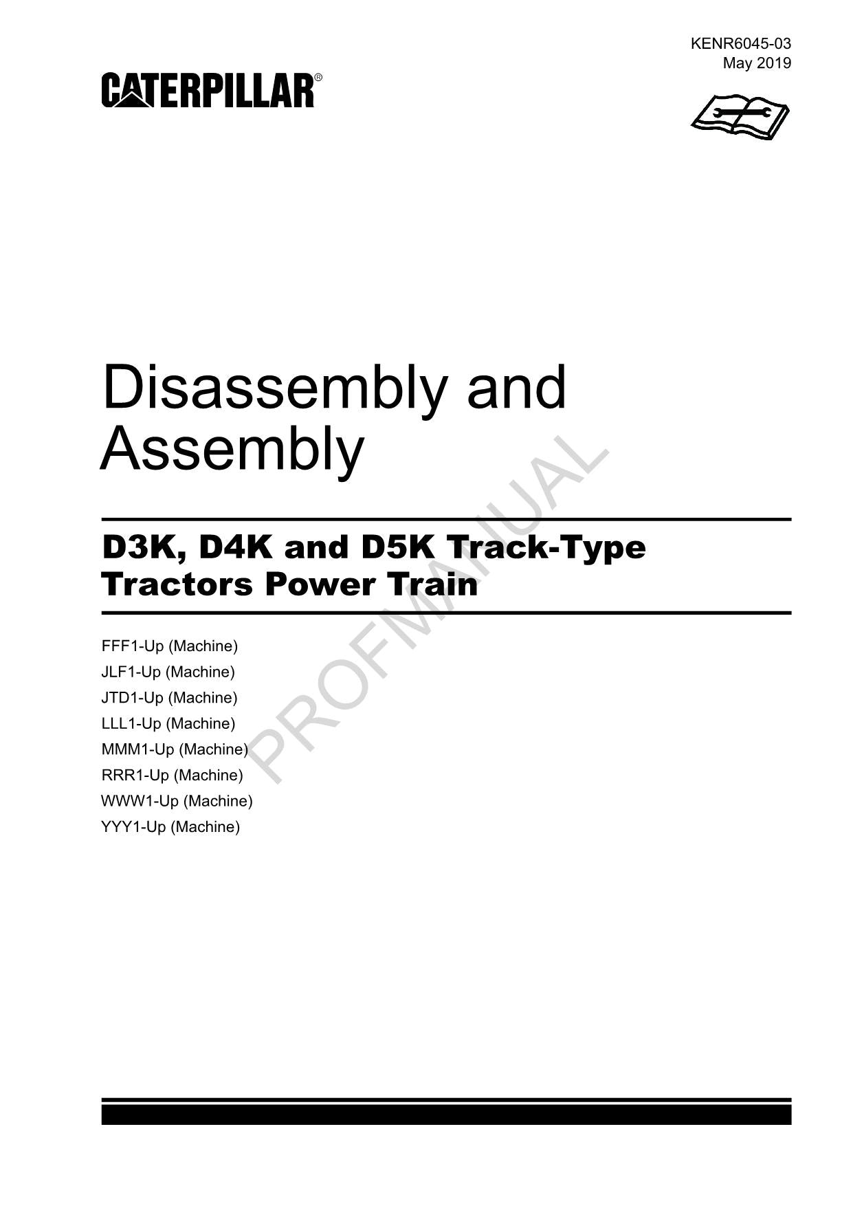 Manuel de démontage et d'assemblage du groupe motopropulseur du tracteur à chenilles Caterpillar D3K D4K D5K