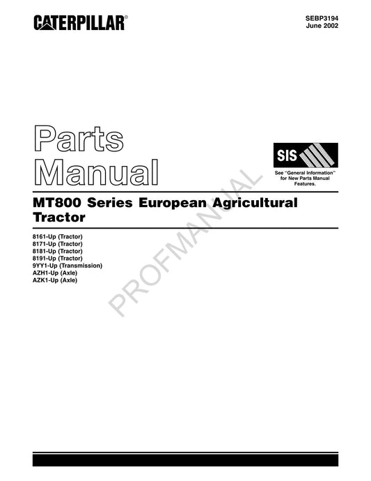 Caterpillar Cat MT800 Series European Agricultural Tractor Parts Catalog Manual