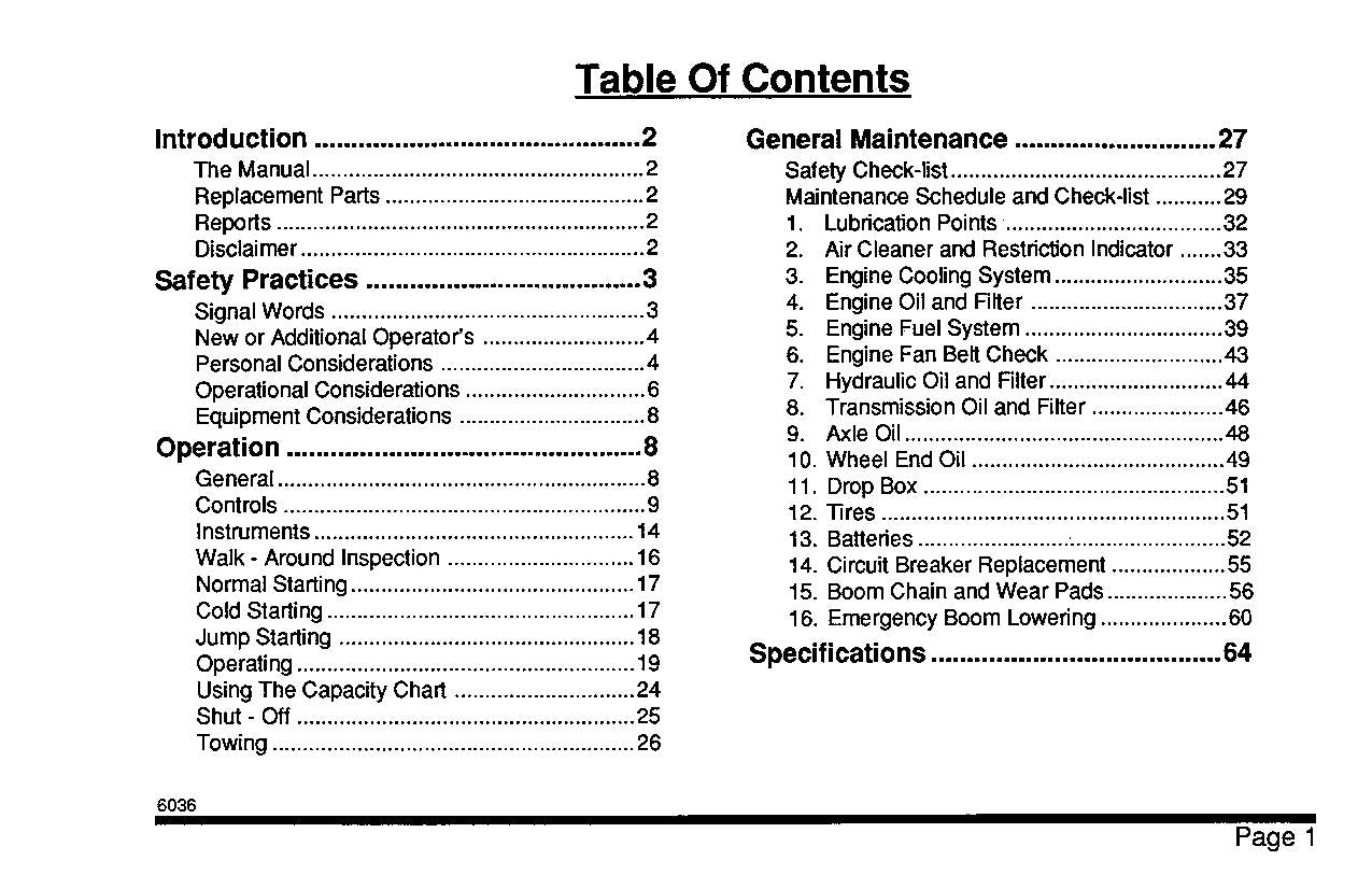 SKYTRAK 6036 Telehandler Maintenance Operation Operators Manual 8990149