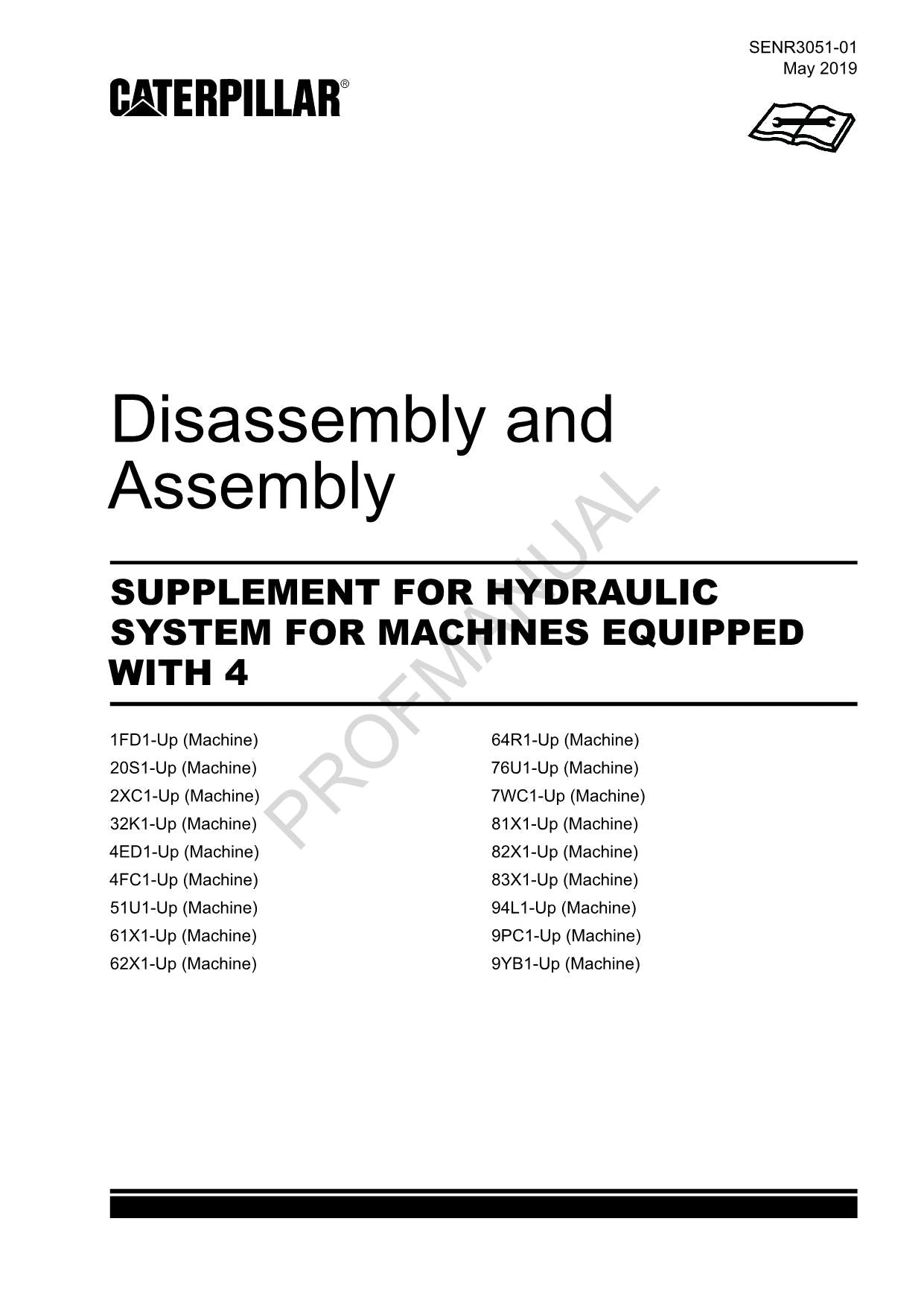 Caterpillar Cat SUPPLEMENT HYDRAULIC SYSTEM Machine Disassembly Assembly Manual