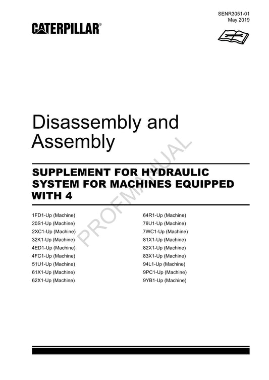 Caterpillar Cat SUPPLEMENT HYDRAULIC SYSTEM Machine Disassembly Assembly Manual