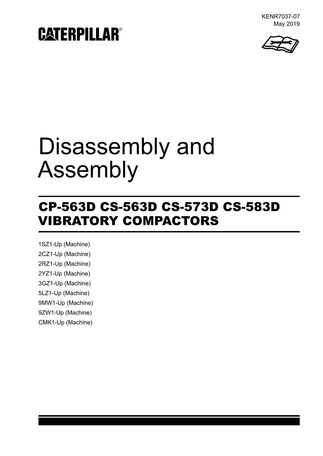 Caterpillar Cat CS-573D CS-583D Compactor Disassembly Assembly Service Manual