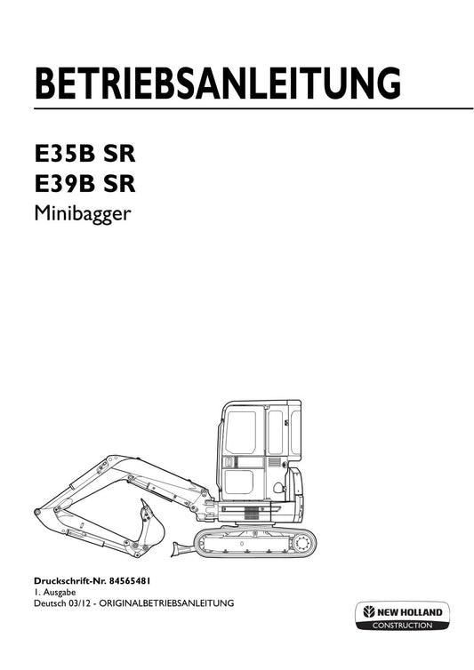 New Holland E35B SR E39B SR Bagger Betriebsanleitung