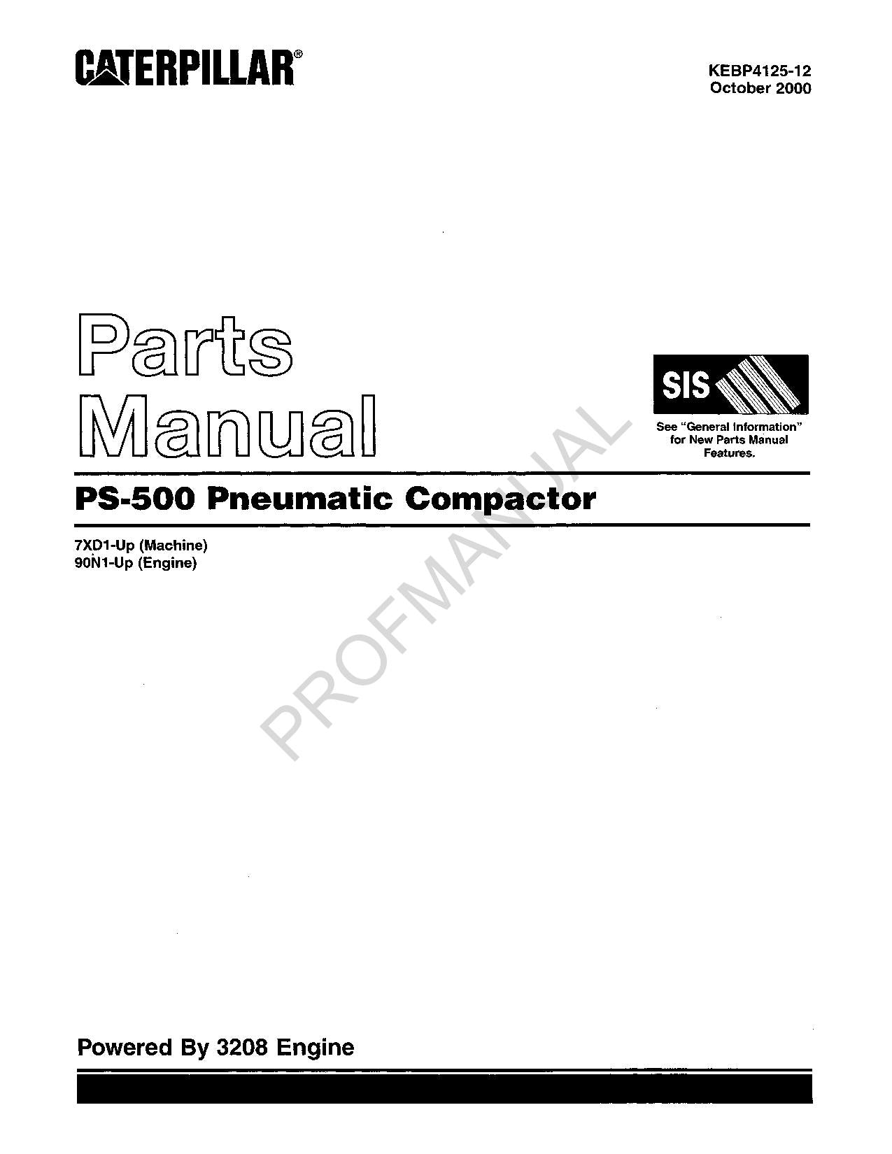 Caterpillar Cat PS 500 Pneumatic Compactor Parts Catalog Manual