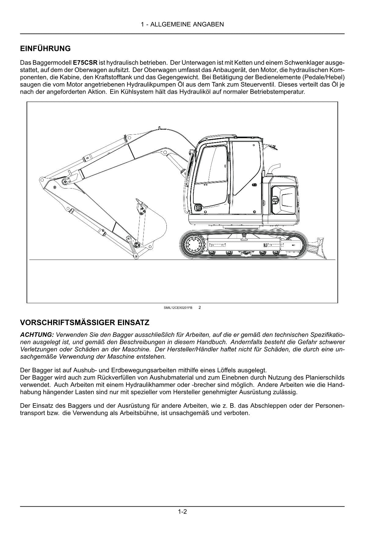 New Holland E75C SR Bagger Manuel d'instructions