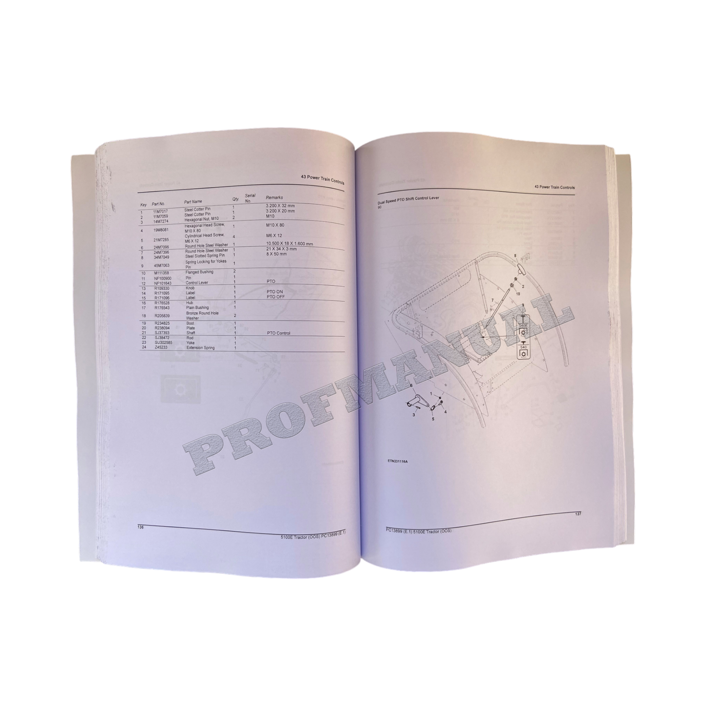 JOHN DEERE 5100E TRAKTOR ERSATZTEILKATALOGHANDBUCH PC13899