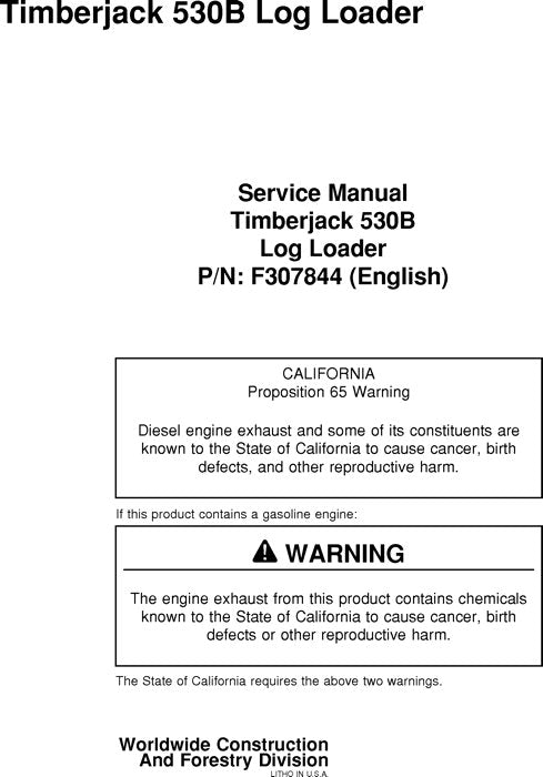 JOHN DEERE 530B 535 KNUCKLEBOOM LOADER SERVICE REPAIR MANUAL F307844