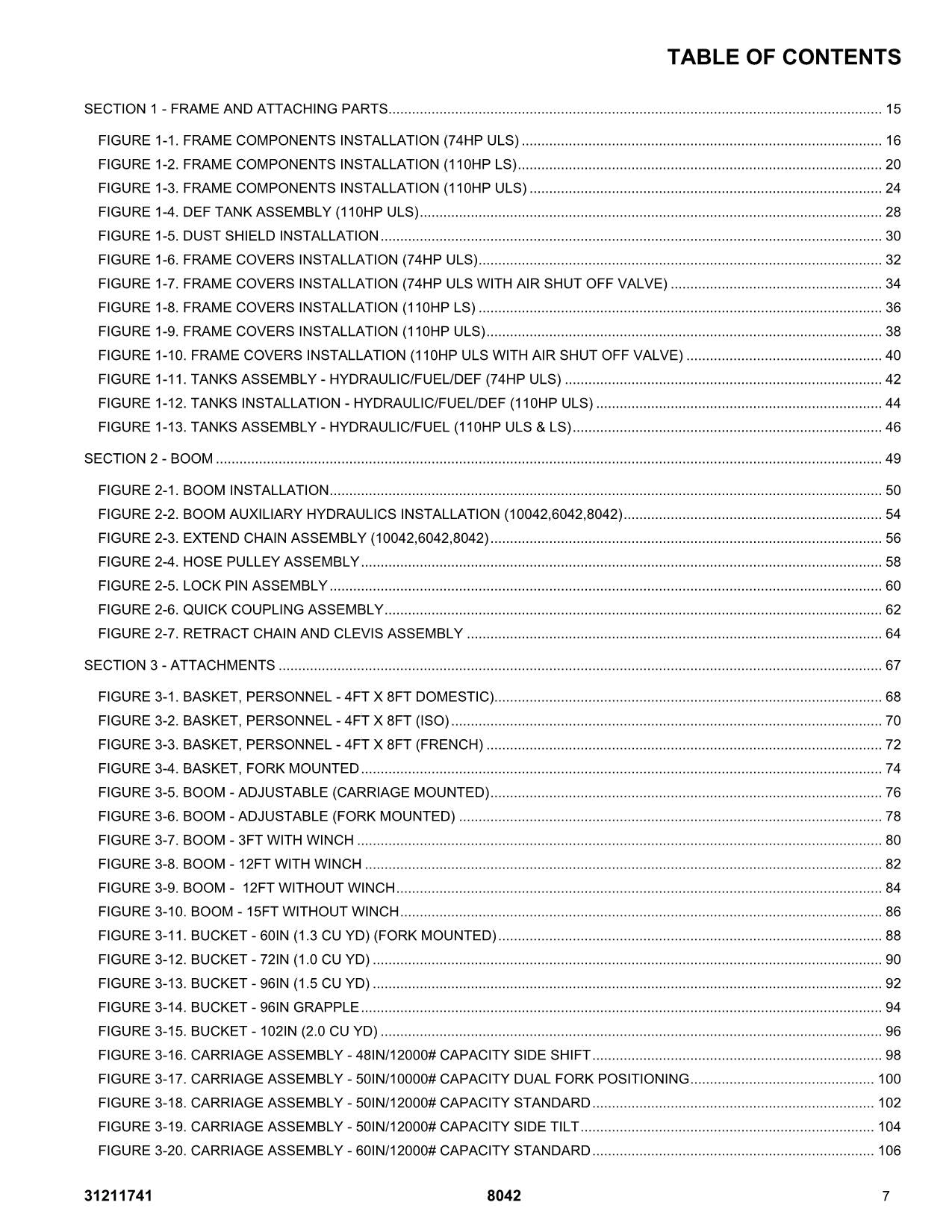 SKYTRAK 8042 Telehandler Parts Catalog Manual 31211741