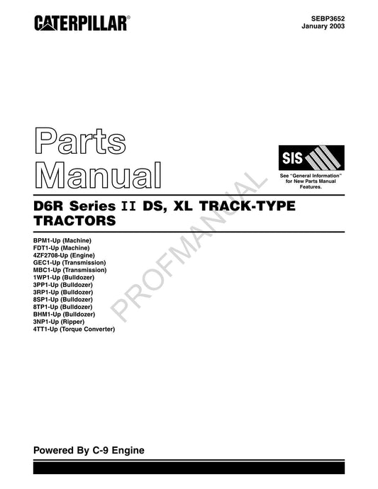 Catalogue de pièces détachées pour tracteur à chenilles Caterpillar D6R série II DS XL SEBP3652