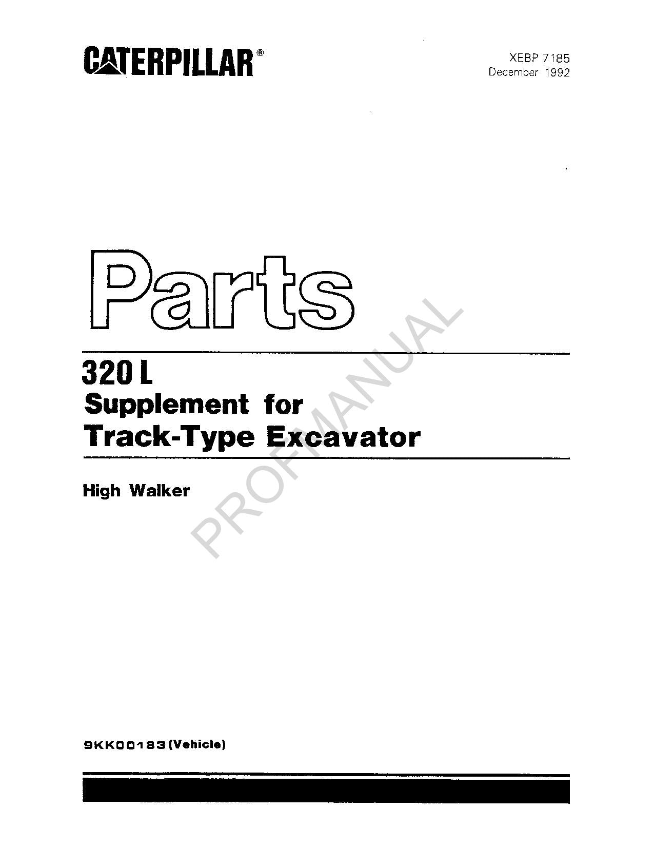 Ergänzungshandbuch zum Ersatzteilkatalog für den Bagger Caterpillar Cat 320 L