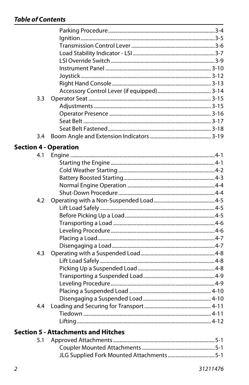 SKYTRAK 3013 Telehandler Maintenance Operation Operators Manual