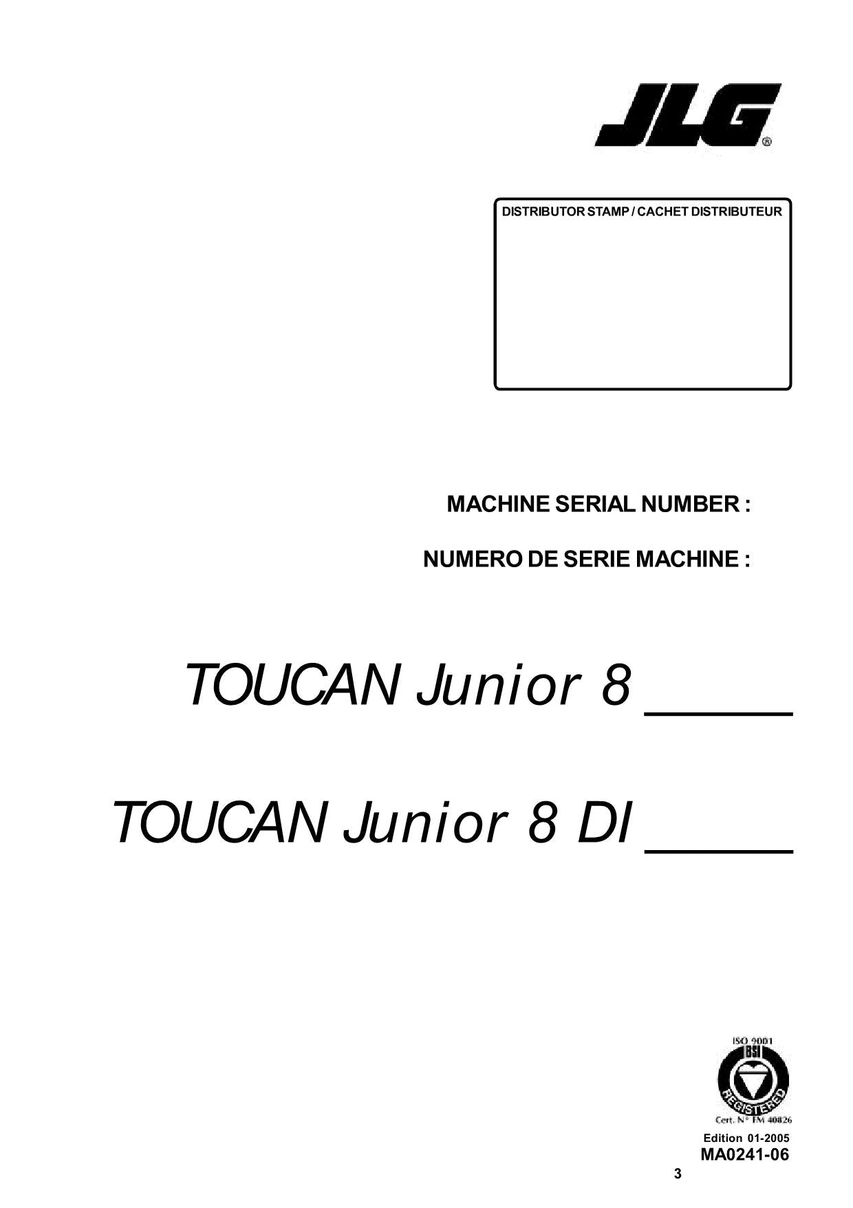 TOUCAN Junior 8B Vertical Lift Parts Catalog Manual Multi language