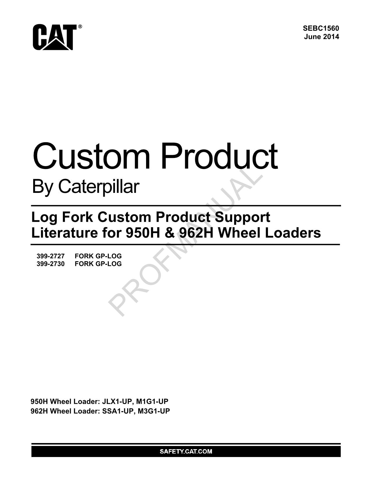 Caterpillar Cat Log Fork Support Parts Catalog Manual SEBC1560