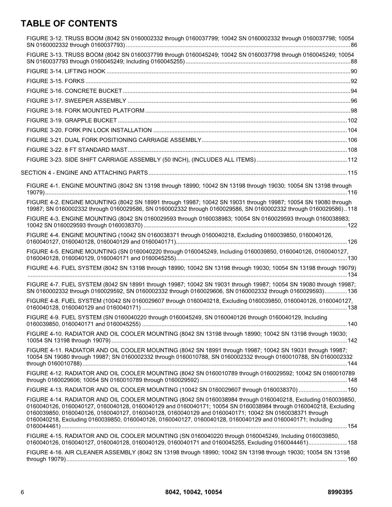 SKYTRAK 10042 10054 8042 Telehandler Parts Catalog Manual 8990395