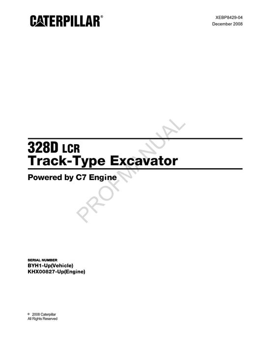 Caterpillar Cat 328D LCR Track Type Excavator Parts Catalog Manual