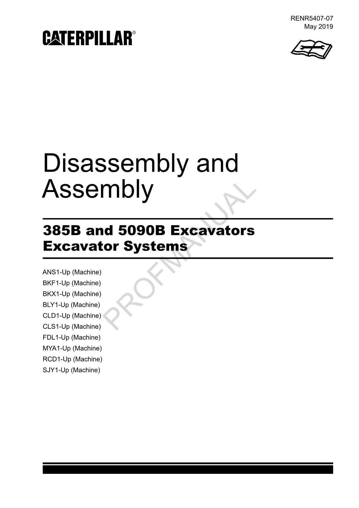 Caterpillar 385B 5090B EXCAVATOR Excavator SYSTEM Disassembly Assembly Manual