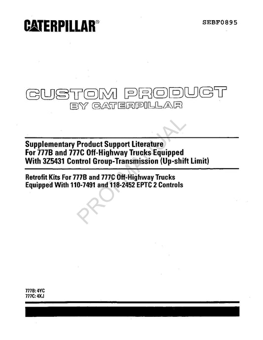 Caterpillar Cat 777B 777C 3Z5431 Ersatzteilkatalog für Gelände-LKW