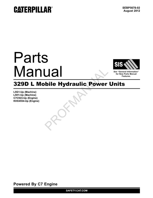 Caterpillar Cat 329D L Mobile Hydraulic Power Units Parts Catalog Manual