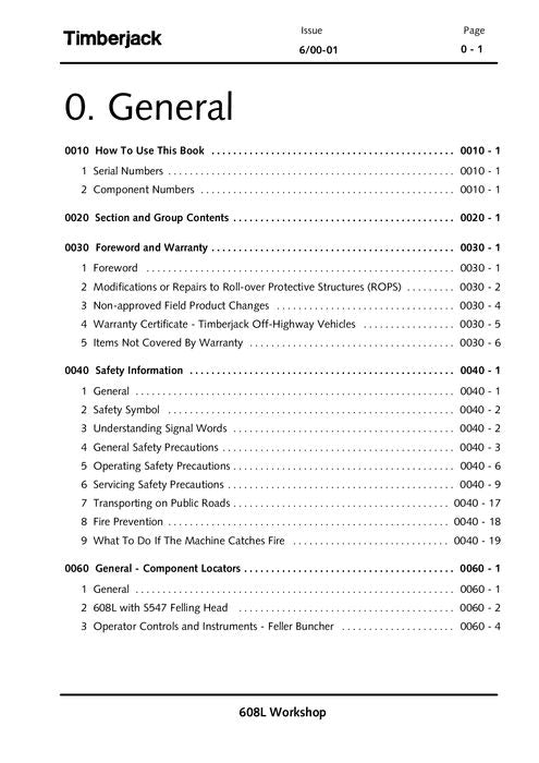 JOHN DEERE 608L TRACKED FELLER BUNCHER SERVICEHANDBUCH sn 10BA1017-10BA1266