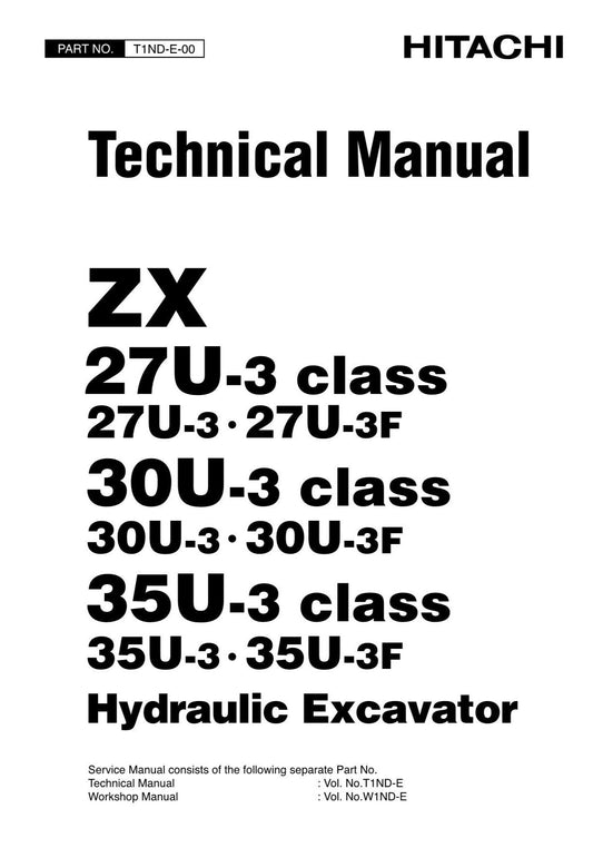 Hitachi ZX30U-3F ZX35U-3 ZX35U-3F Excavator Service Manual with Schemes