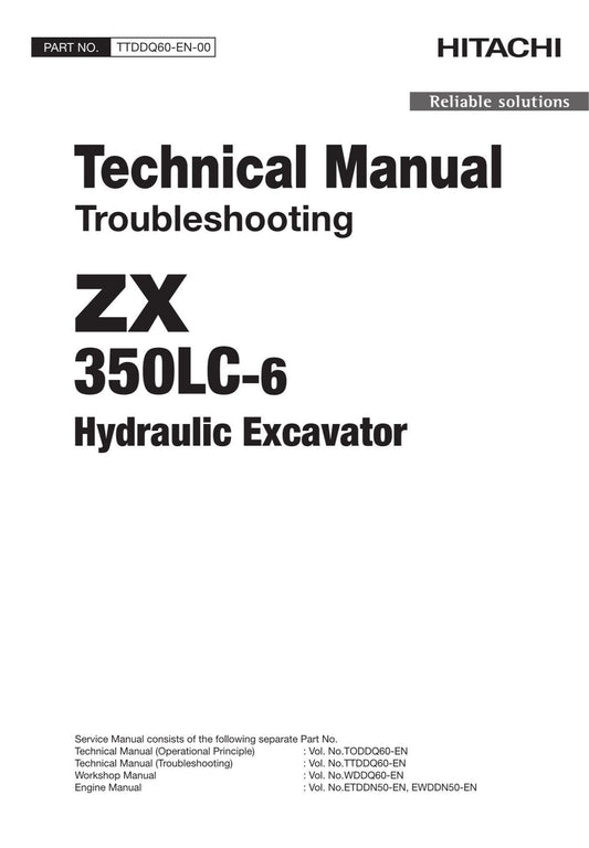 Hitachi ZX350LC-6 Excavator Troubleshooting Service Manual with Schemes