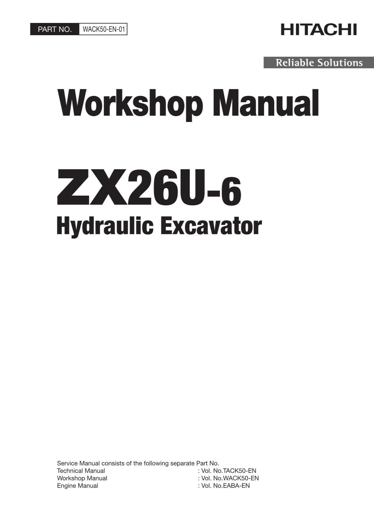 Hitachi ZX26U-6 Excavator Workshop Service Repair manual