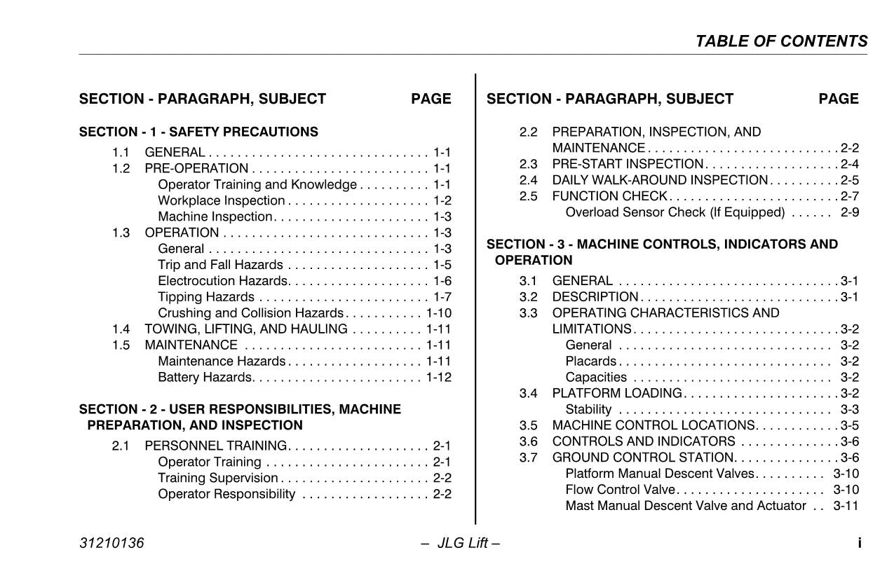 TOUCAN 12E 12E Plus 32E Vertical Lift Maintenance Operators Manual 31210136