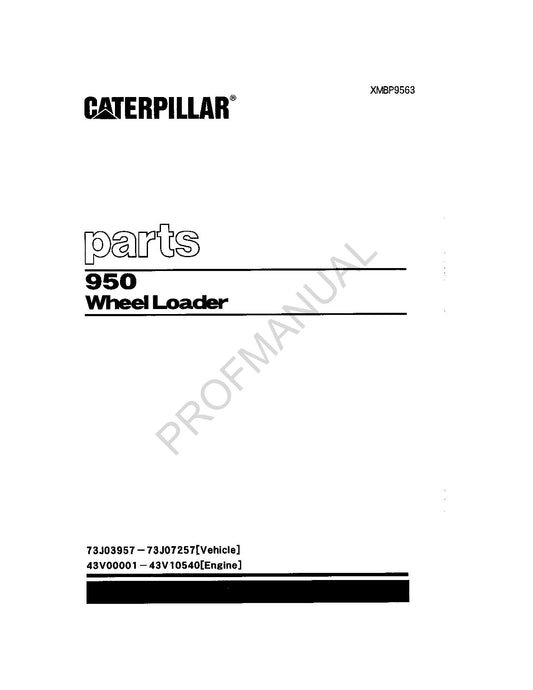 Caterpillar Cat 950 Wheel Loader Parts Catalog Manual XMBP9563