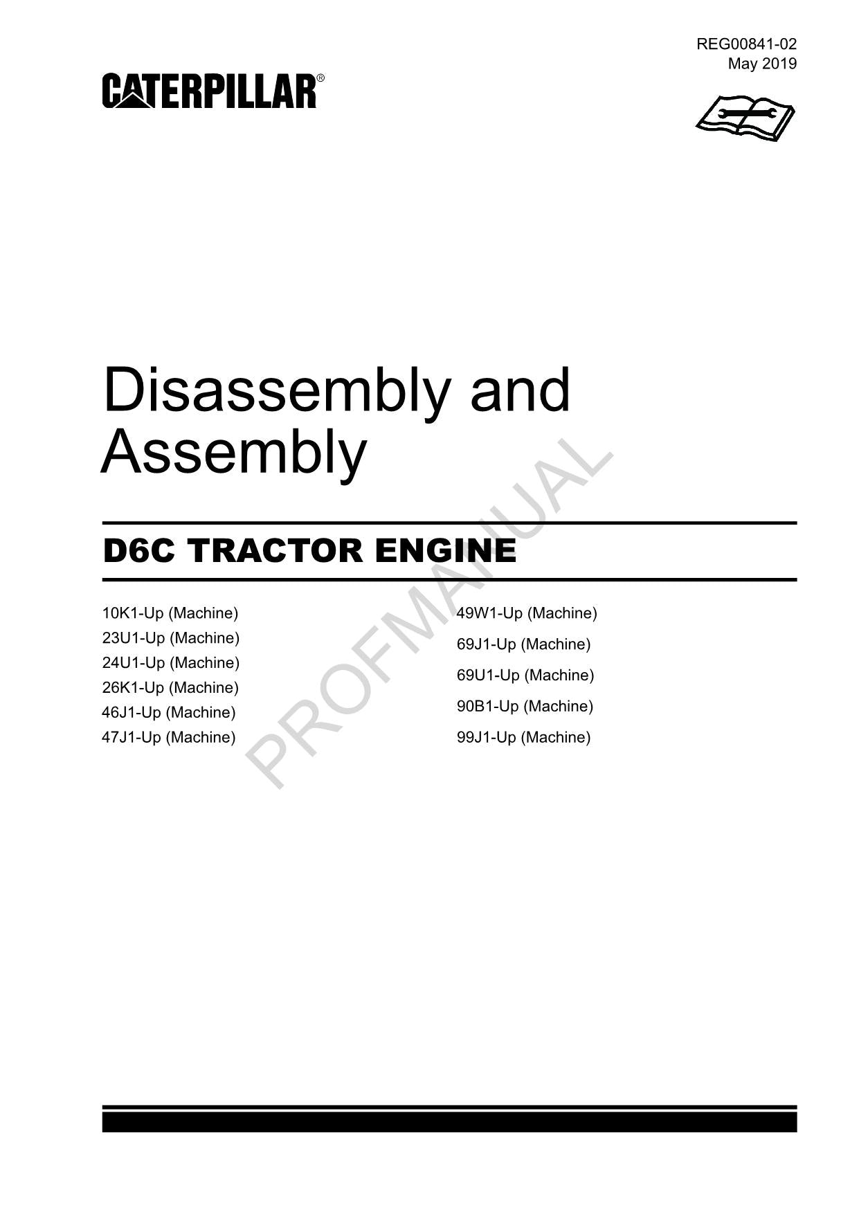 Manuel de démontage et d'assemblage du moteur de tracteur Caterpillar CAT D6C