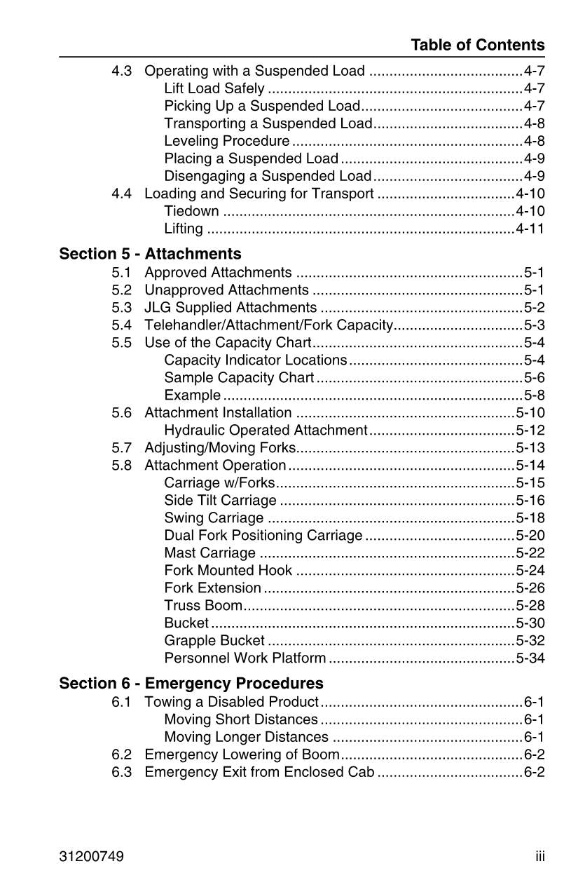 SKYTRAK 10042 10054 6036 6042 8042 Telehandler Operators Manual 31200749