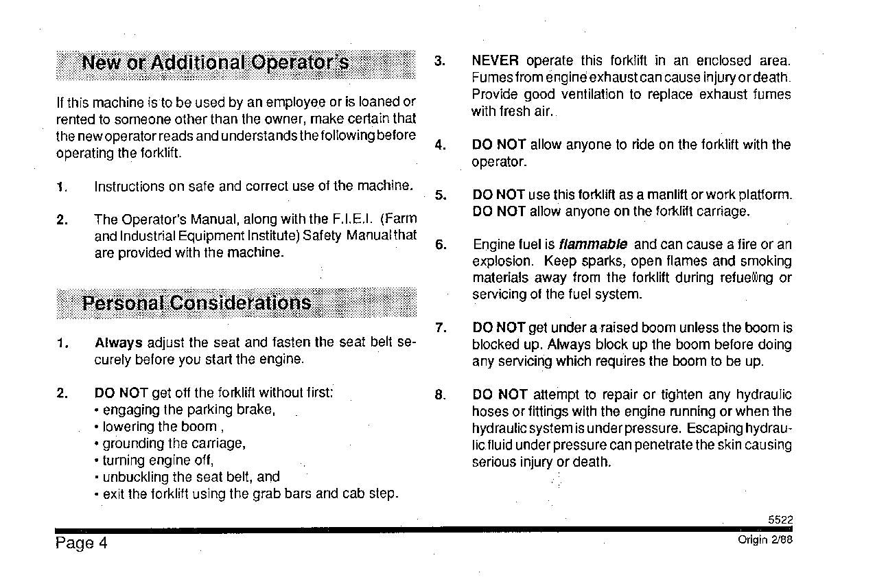 SKYTRAK 5522 Telehandler Maintenance Operation Operators Manual