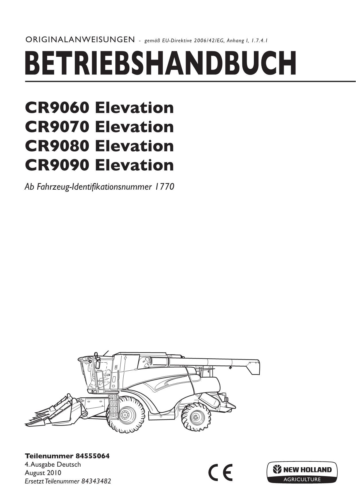 New Holland CR9060 CR9070 CR9080 CR9090 ELEVATION Betriebsanleitung