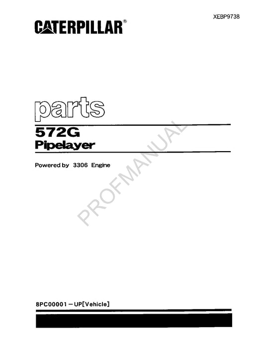 Caterpillar Cat 572G Pipelayer Parts Catalog Manual