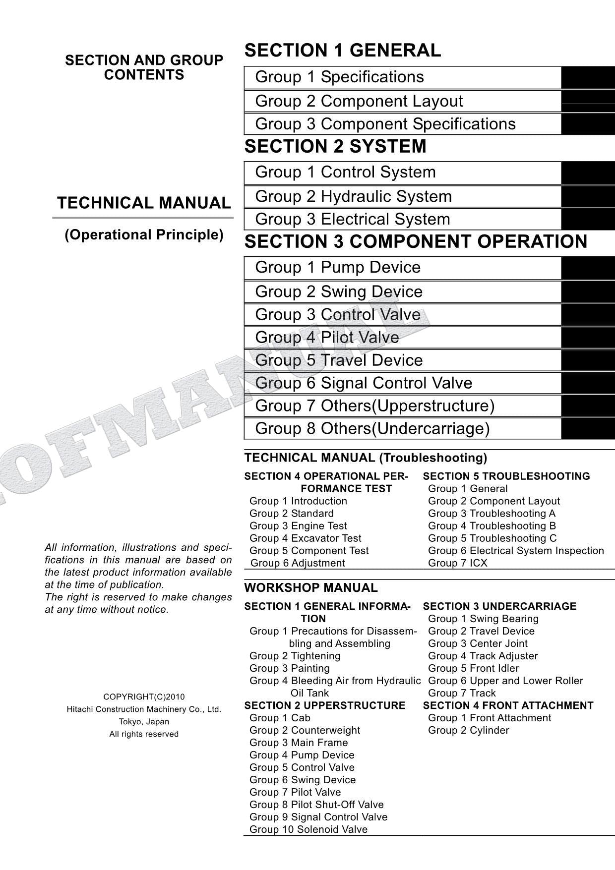 HITACHI ZX200-3G ZX240-3G Excavator Service Manual Operat Principle