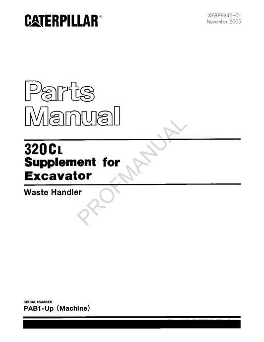 Caterpillar Cat 320C L Excavator Supplemental Parts Catalog Manual