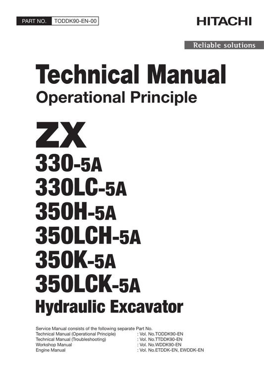 Hitachi ZX330-5A ZX330LC-5A  ZX350K-5A Excavator Operat Principle Service manual