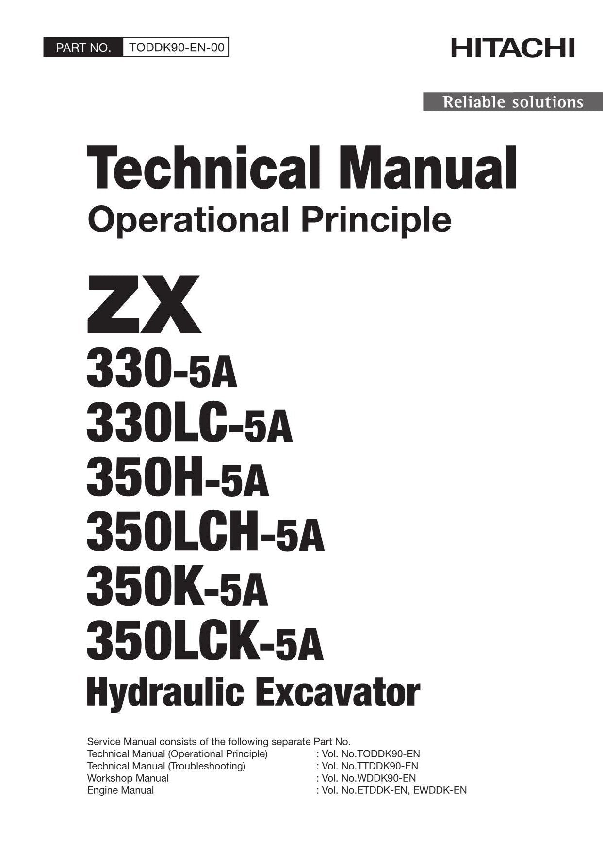 Hitachi ZX350LCK-5A Excavator Operational Principle Service manual