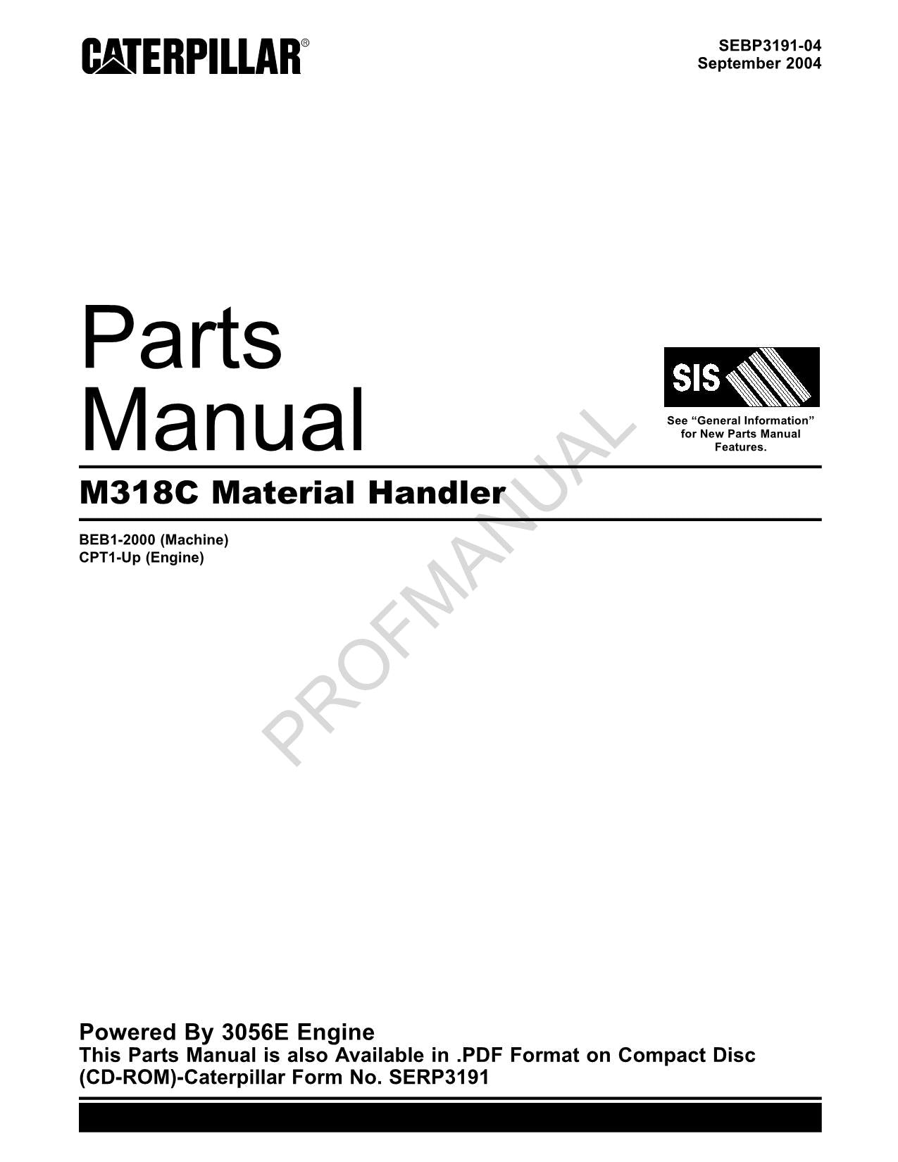 Manuel du catalogue des pièces détachées pour la chargeuse Caterpillar Cat M318C