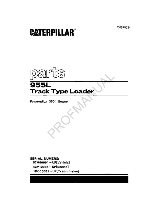 Caterpillar Cat 955L Track Type Loader Parts Catalog Manual