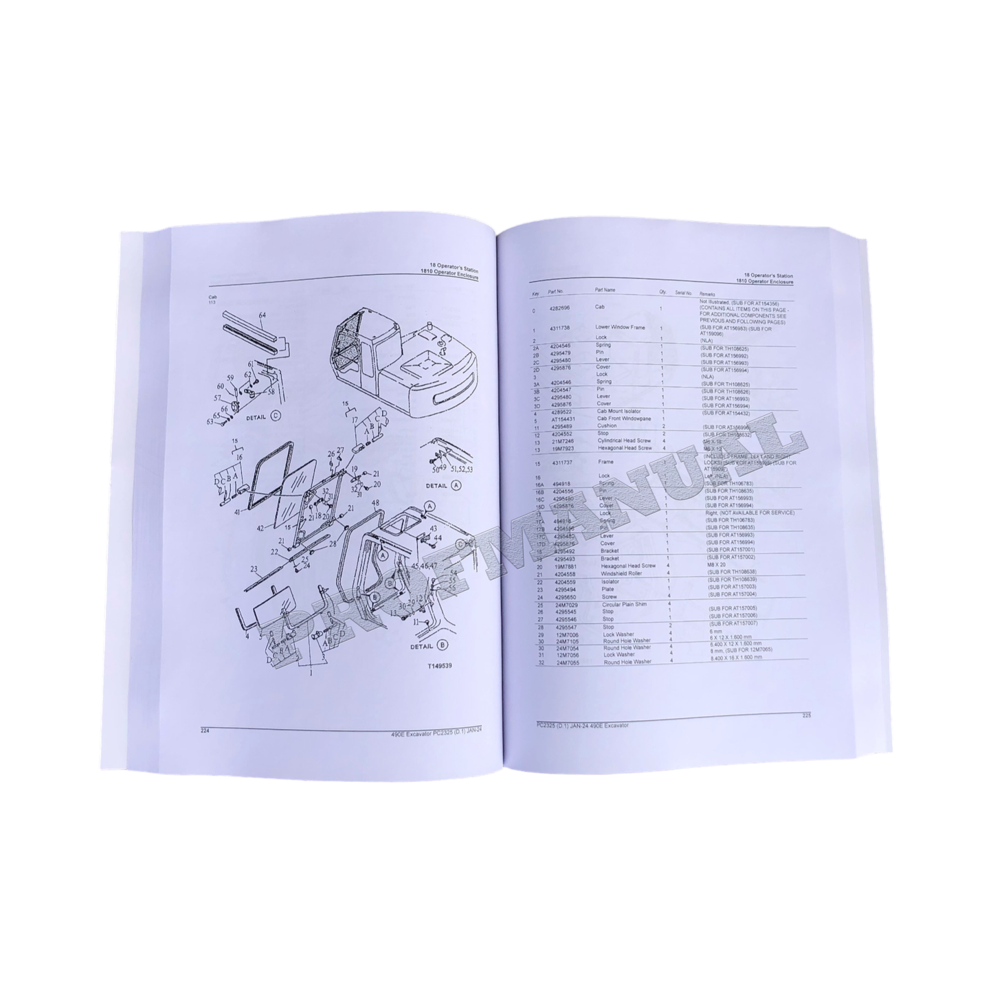 JOHN DEERE 490E BAGGER-ERSATZTEILKATALOGHANDBUCH