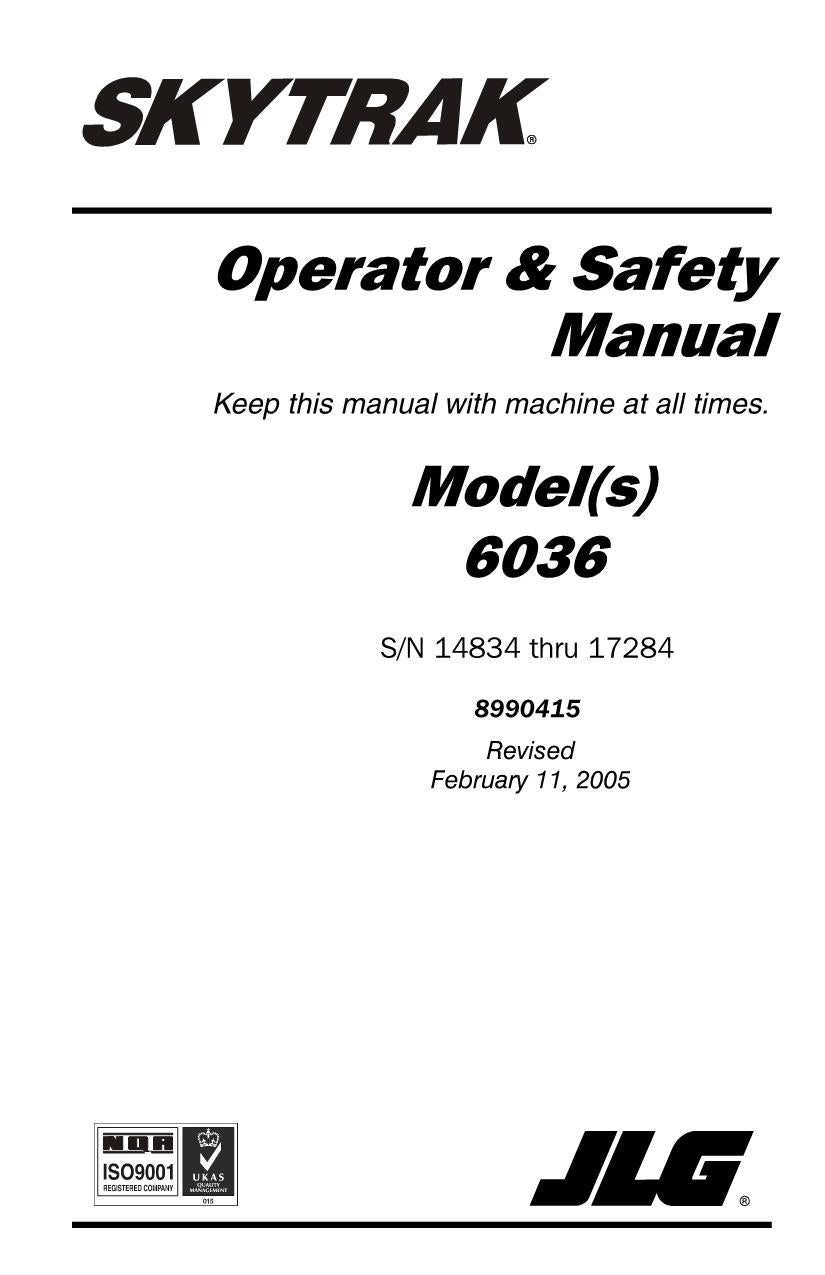 SKYTRAK 6036 Telehandler Maintenance Operation Operators Manual 8990415