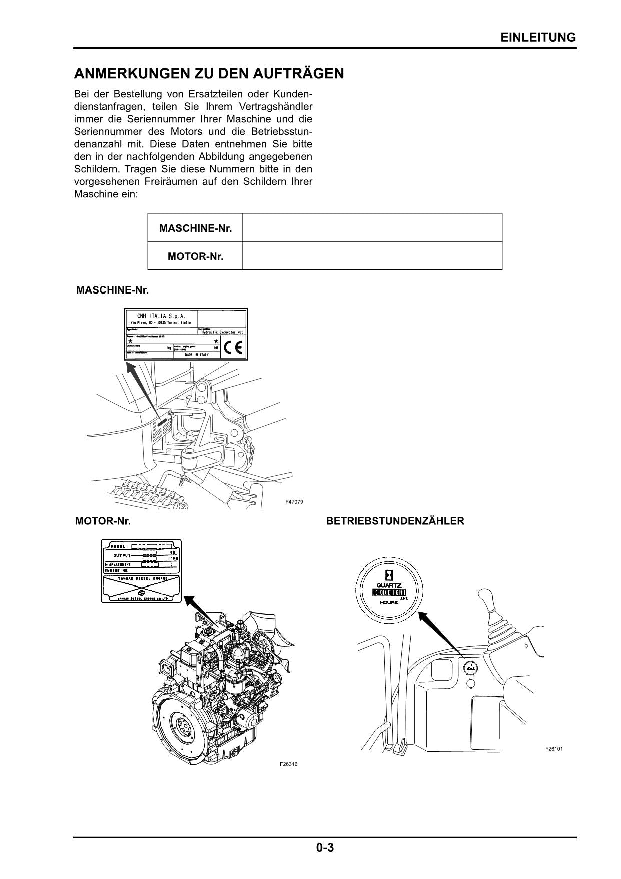 New Holland E45B SR E50B SR E55B Bagger Manuel d'instructions