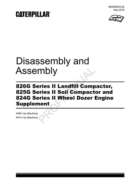 Caterpillar Cat Series 2 824G Dozer Engine Suppl Disassem Assem Service Manual