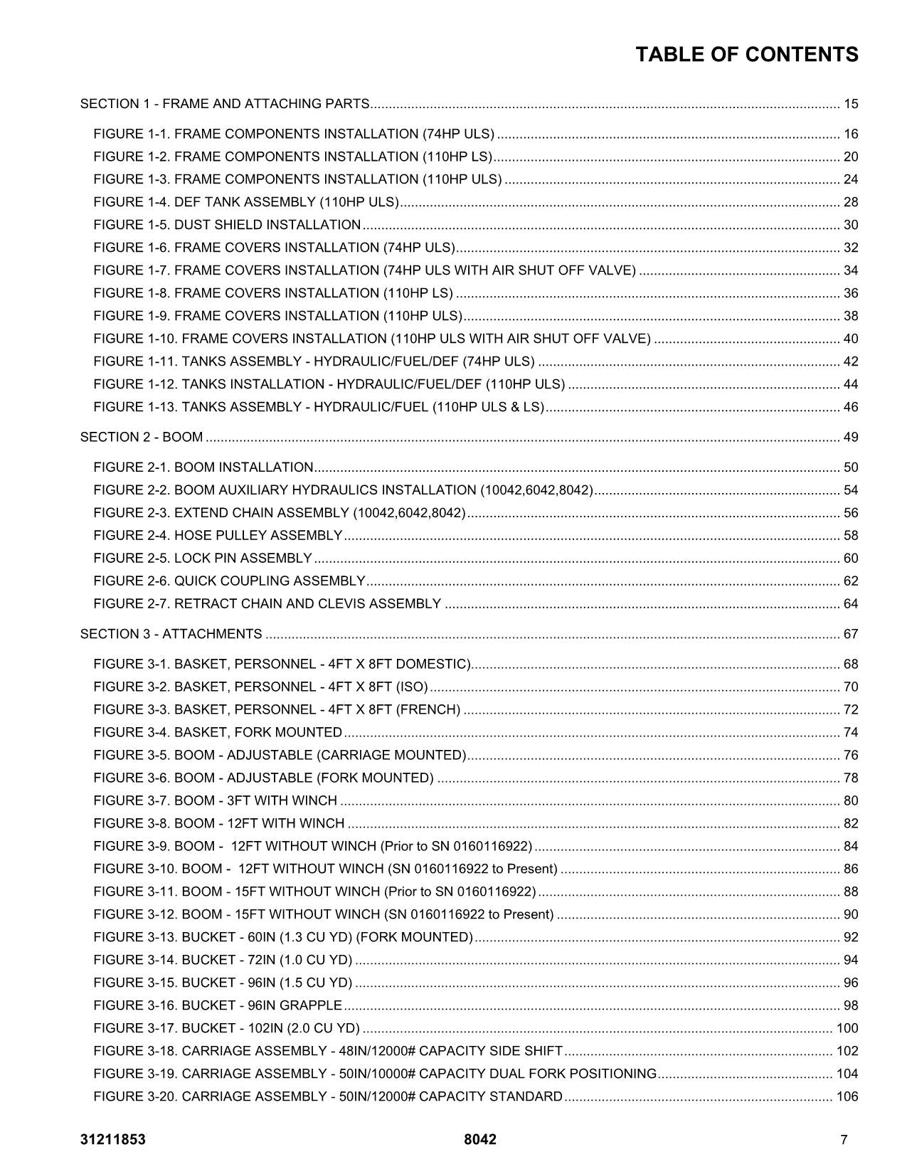 SKYTRAK 8042 Telehandler Parts Catalog Manual 31211853