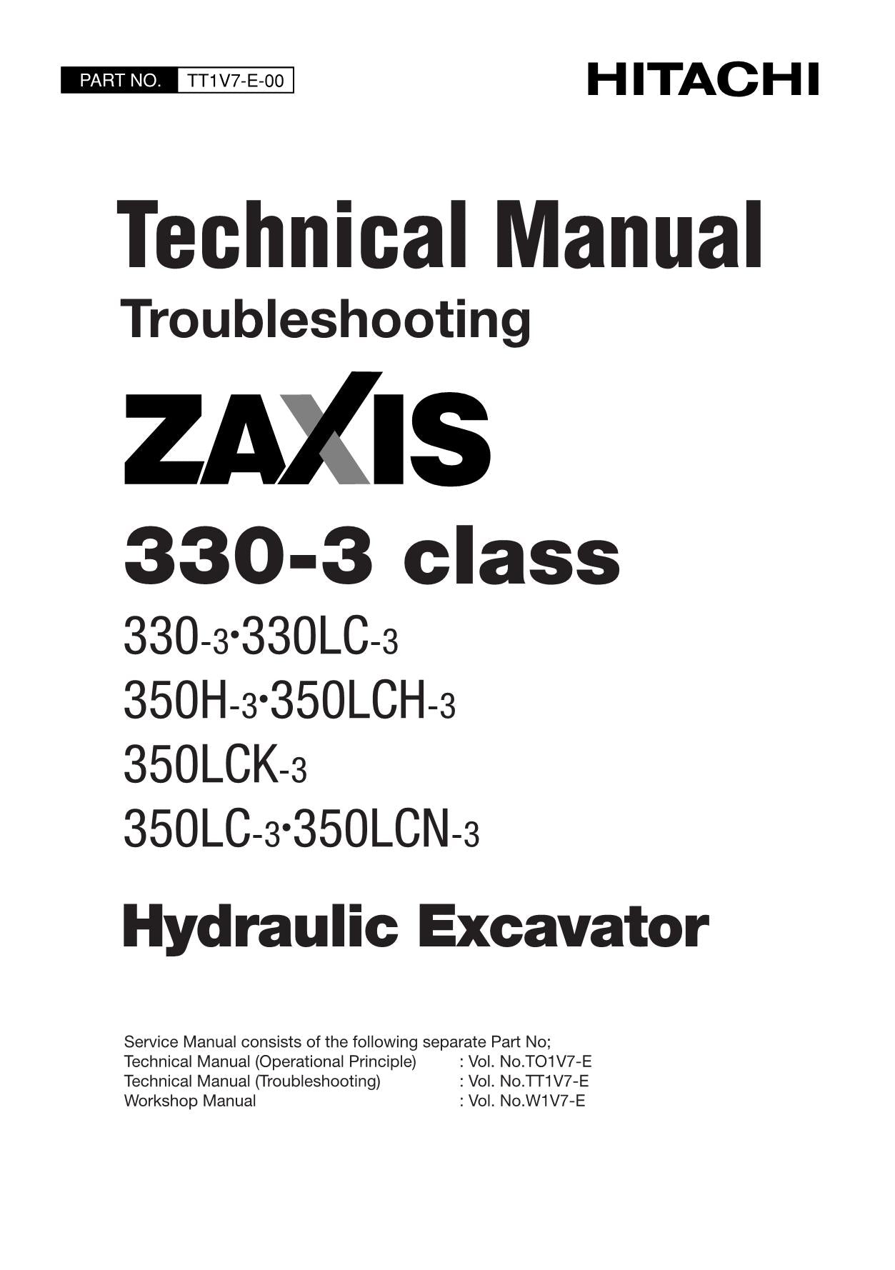 Hitachi ZX350LC-3 ZX350LCN-3 Excavator Troubleshooting Service Manual Schemes