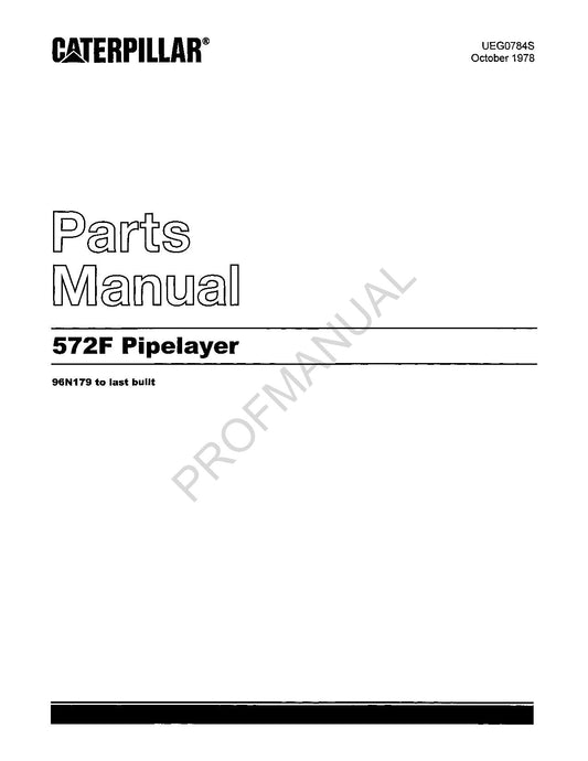 Caterpillar Cat 572F Pipelayer Parts Catalog Manual